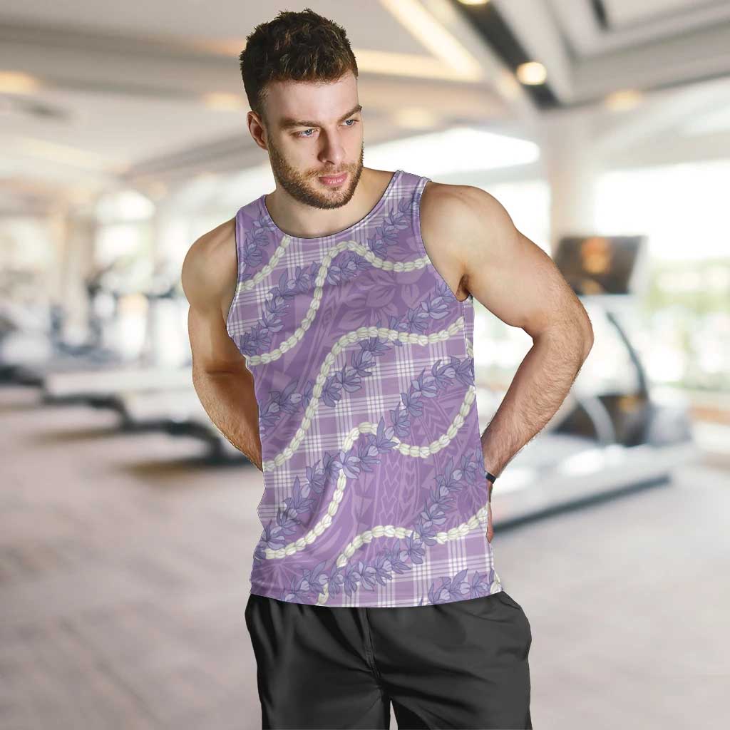 Purple Hawaii Palaka Honohono Pikake Men Tank Top Hawaiian Orchid Lei Polynesian Pattern - Polynesian Pride