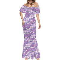 Purple Hawaii Palaka Honohono Pikake Mermaid Dress Hawaiian Orchid Lei Polynesian Pattern LT14 - Polynesian Pride