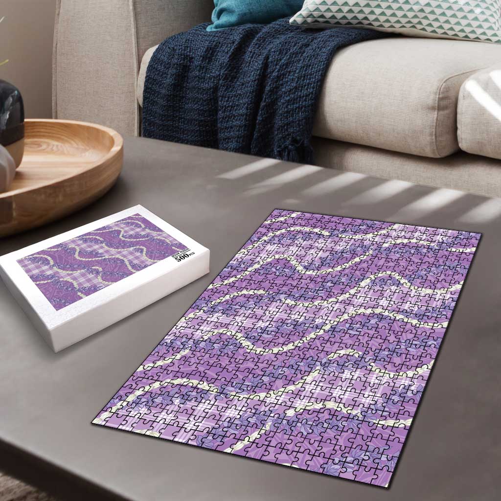 Purple Hawaii Palaka Honohono Pikake Puzzle Hawaiian Orchid Lei Polynesian Pattern - Polynesian Pride