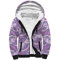 Purple Hawaii Palaka Honohono Pikake Sherpa Hoodie Hawaiian Orchid Lei Polynesian Pattern LT14 Unisex Purple - Polynesian Pride