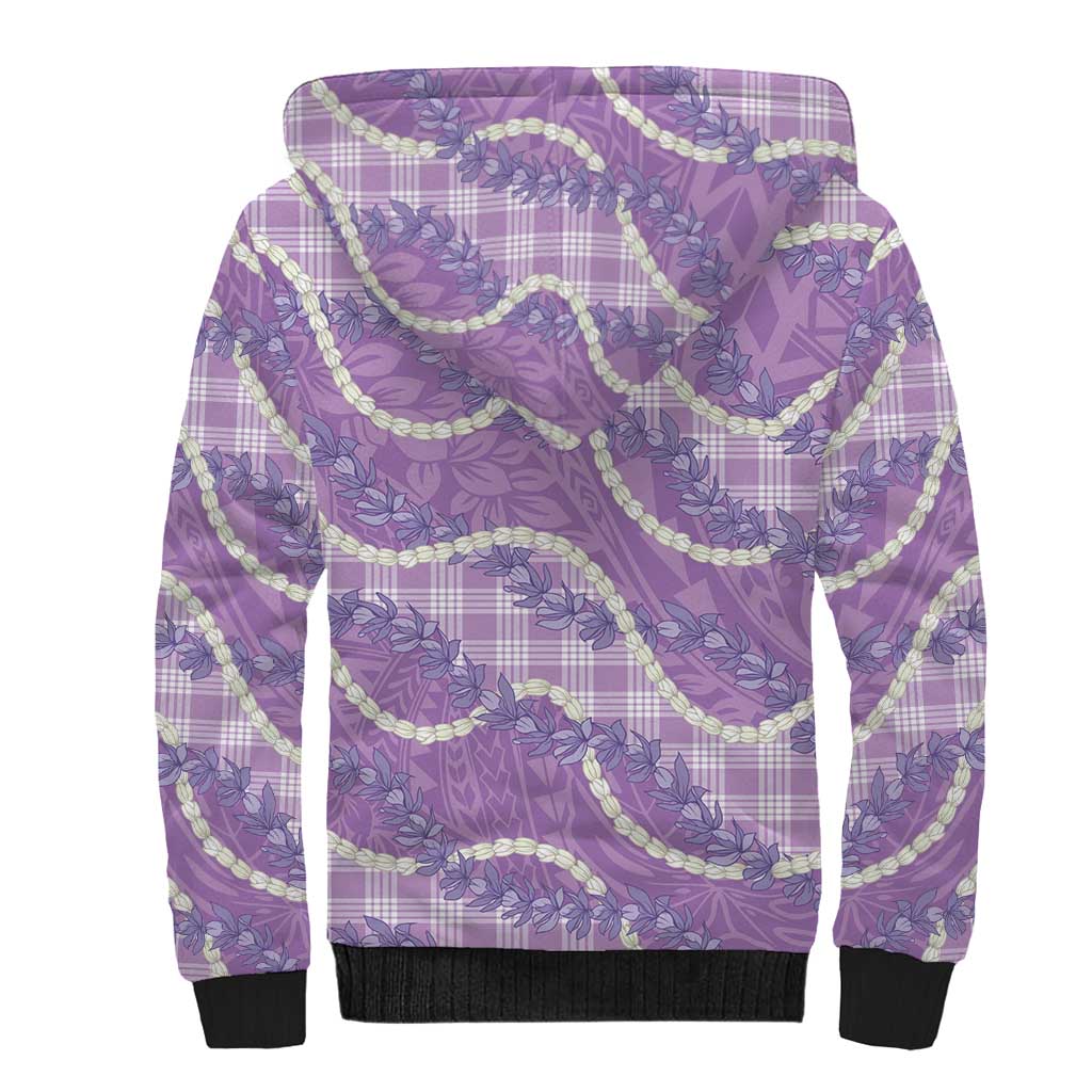 Purple Hawaii Palaka Honohono Pikake Sherpa Hoodie Hawaiian Orchid Lei Polynesian Pattern LT14 - Polynesian Pride