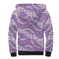 Purple Hawaii Palaka Honohono Pikake Sherpa Hoodie Hawaiian Orchid Lei Polynesian Pattern LT14 - Polynesian Pride
