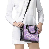 Purple Hawaii Palaka Honohono Pikake Shoulder Handbag Hawaiian Orchid Lei Polynesian Pattern - Polynesian Pride