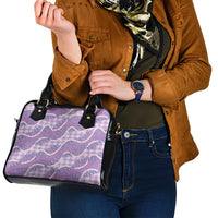 Purple Hawaii Palaka Honohono Pikake Shoulder Handbag Hawaiian Orchid Lei Polynesian Pattern - Polynesian Pride