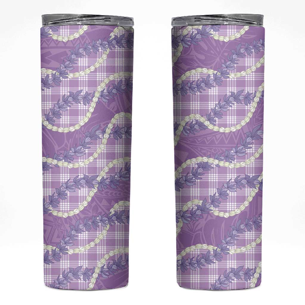 Purple Hawaii Palaka Honohono Pikake Skinny Tumbler Hawaiian Orchid Lei Polynesian Pattern LT14 Purple - Polynesian Pride