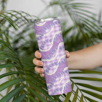 Purple Hawaii Palaka Honohono Pikake Skinny Tumbler Hawaiian Orchid Lei Polynesian Pattern LT14 - Polynesian Pride