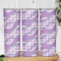Purple Hawaii Palaka Honohono Pikake Skinny Tumbler Hawaiian Orchid Lei Polynesian Pattern LT14 - Polynesian Pride