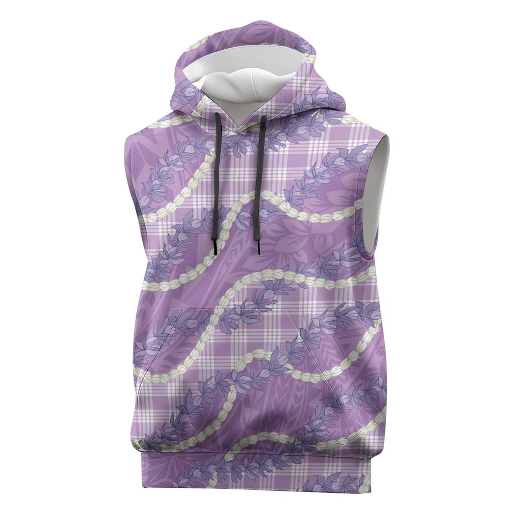 Purple Hawaii Palaka Honohono Pikake Sleeveless Hoodie Hawaiian Orchid Lei Polynesian Pattern LT14 Purple - Polynesian Pride