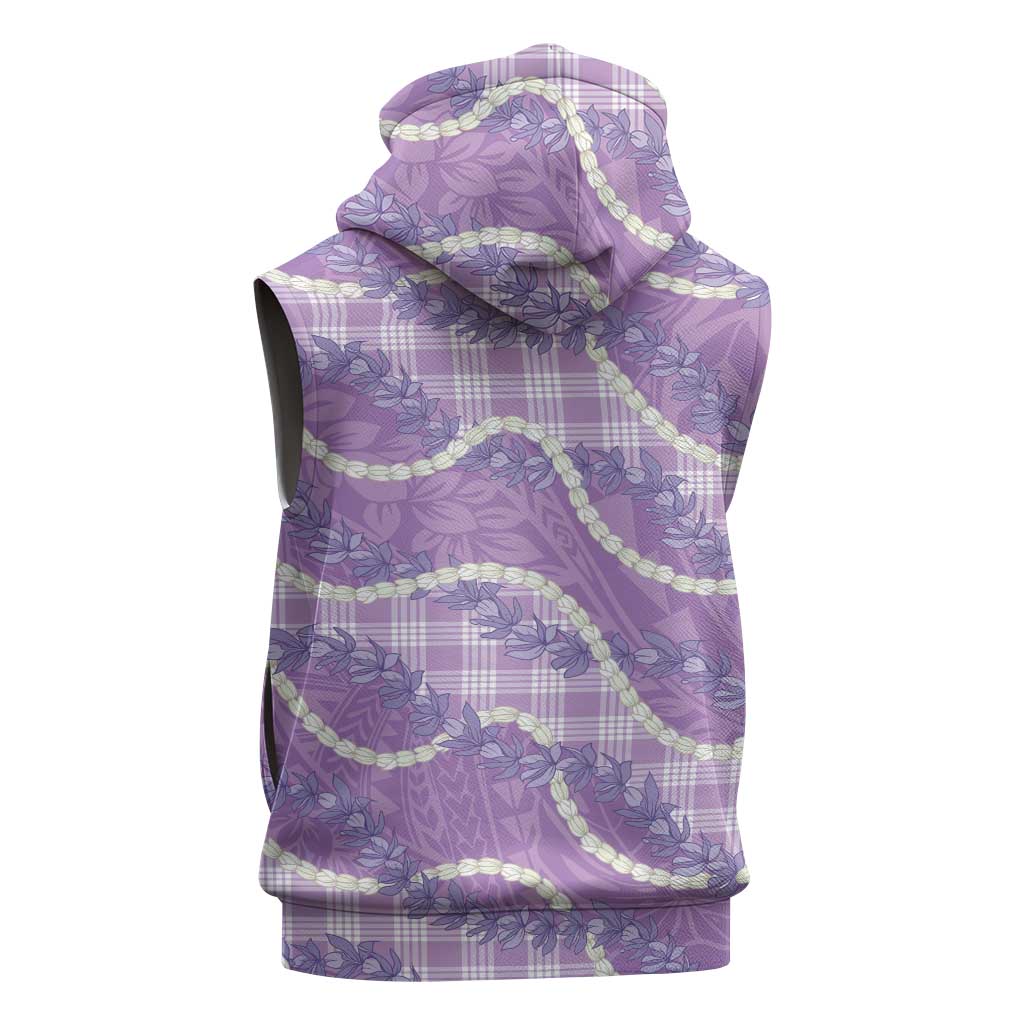 Purple Hawaii Palaka Honohono Pikake Sleeveless Hoodie Hawaiian Orchid Lei Polynesian Pattern LT14 - Polynesian Pride