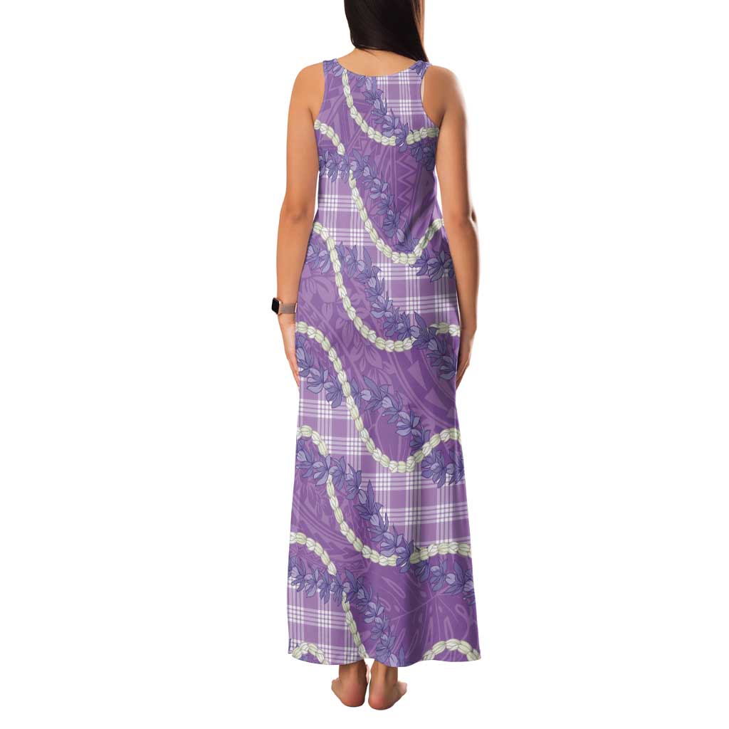 Purple Hawaii Palaka Honohono Pikake Tank Maxi Dress Hawaiian Orchid Lei Polynesian Pattern LT14 - Polynesian Pride