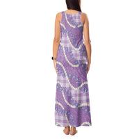 Purple Hawaii Palaka Honohono Pikake Tank Maxi Dress Hawaiian Orchid Lei Polynesian Pattern LT14 - Polynesian Pride