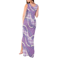 Purple Hawaii Palaka Honohono Pikake Tank Maxi Dress Hawaiian Orchid Lei Polynesian Pattern LT14 - Polynesian Pride