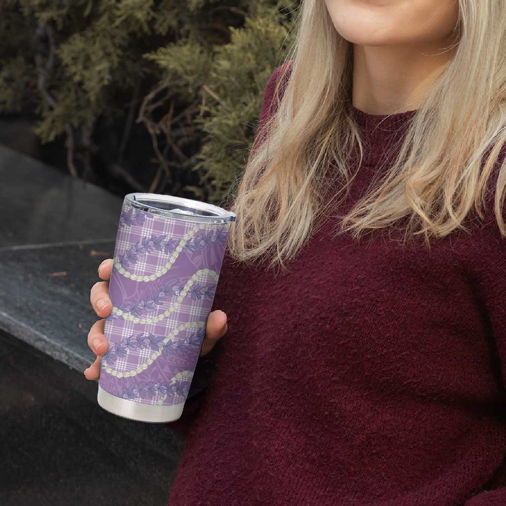 Purple Hawaii Palaka Honohono Pikake Tumbler Cup Hawaiian Orchid Lei Polynesian Pattern - Polynesian Pride