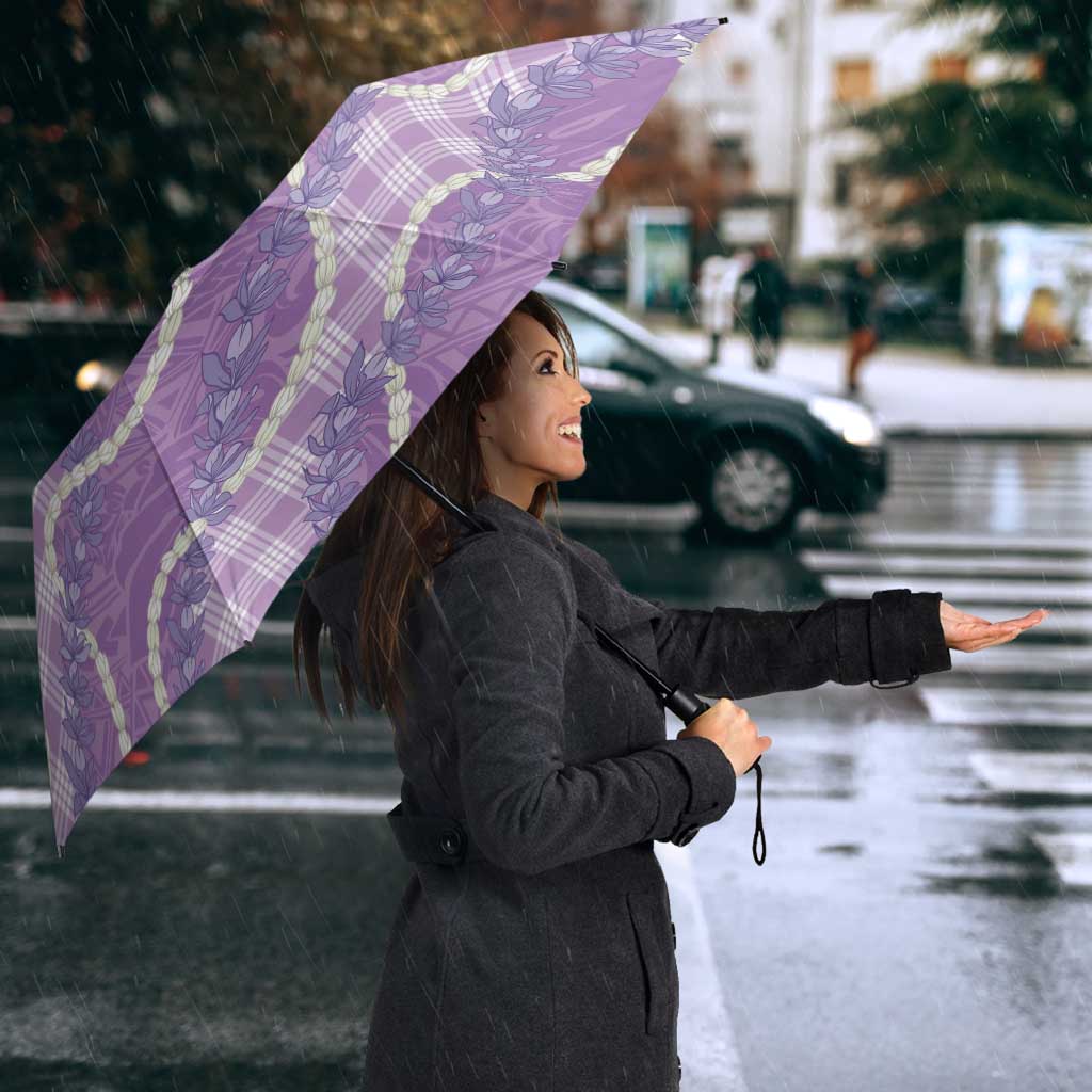 Purple Hawaii Palaka Honohono Pikake Umbrella Hawaiian Orchid Lei Polynesian Pattern - Polynesian Pride