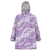 Purple Hawaii Palaka Honohono Pikake Wearable Blanket Hoodie Hawaiian Orchid Lei Polynesian Pattern LT14 One Size Purple - Polynesian Pride