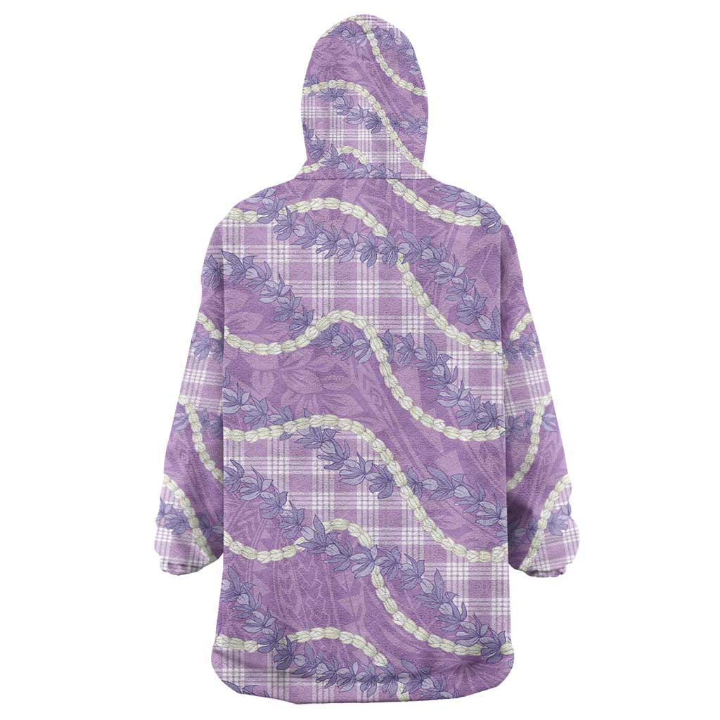 Purple Hawaii Palaka Honohono Pikake Wearable Blanket Hoodie Hawaiian Orchid Lei Polynesian Pattern LT14 - Polynesian Pride