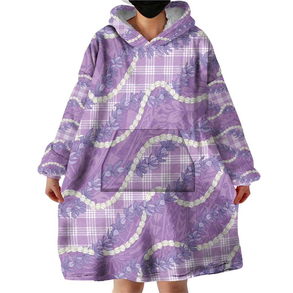 Purple Hawaii Palaka Honohono Pikake Wearable Blanket Hoodie Hawaiian Orchid Lei Polynesian Pattern LT14 - Polynesian Pride