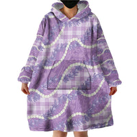 Purple Hawaii Palaka Honohono Pikake Wearable Blanket Hoodie Hawaiian Orchid Lei Polynesian Pattern LT14 - Polynesian Pride