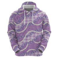 Purple Hawaii Palaka Honohono Pikake Zip Hoodie Hawaiian Orchid Lei Polynesian Pattern LT14 - Polynesian Pride