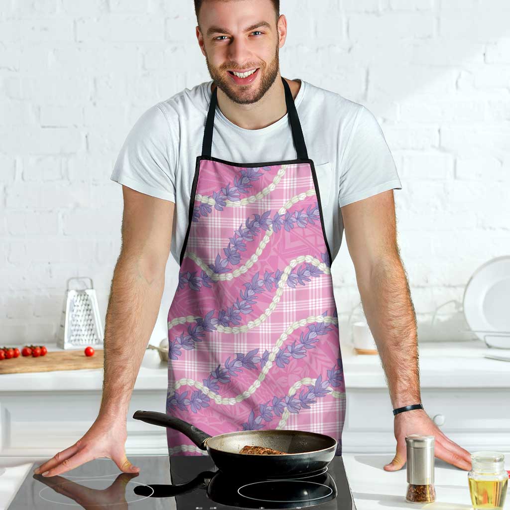 Pink Hawaii Palaka Honohono Pikake Apron Hawaiian Orchid Lei Polynesian Pattern - Polynesian Pride