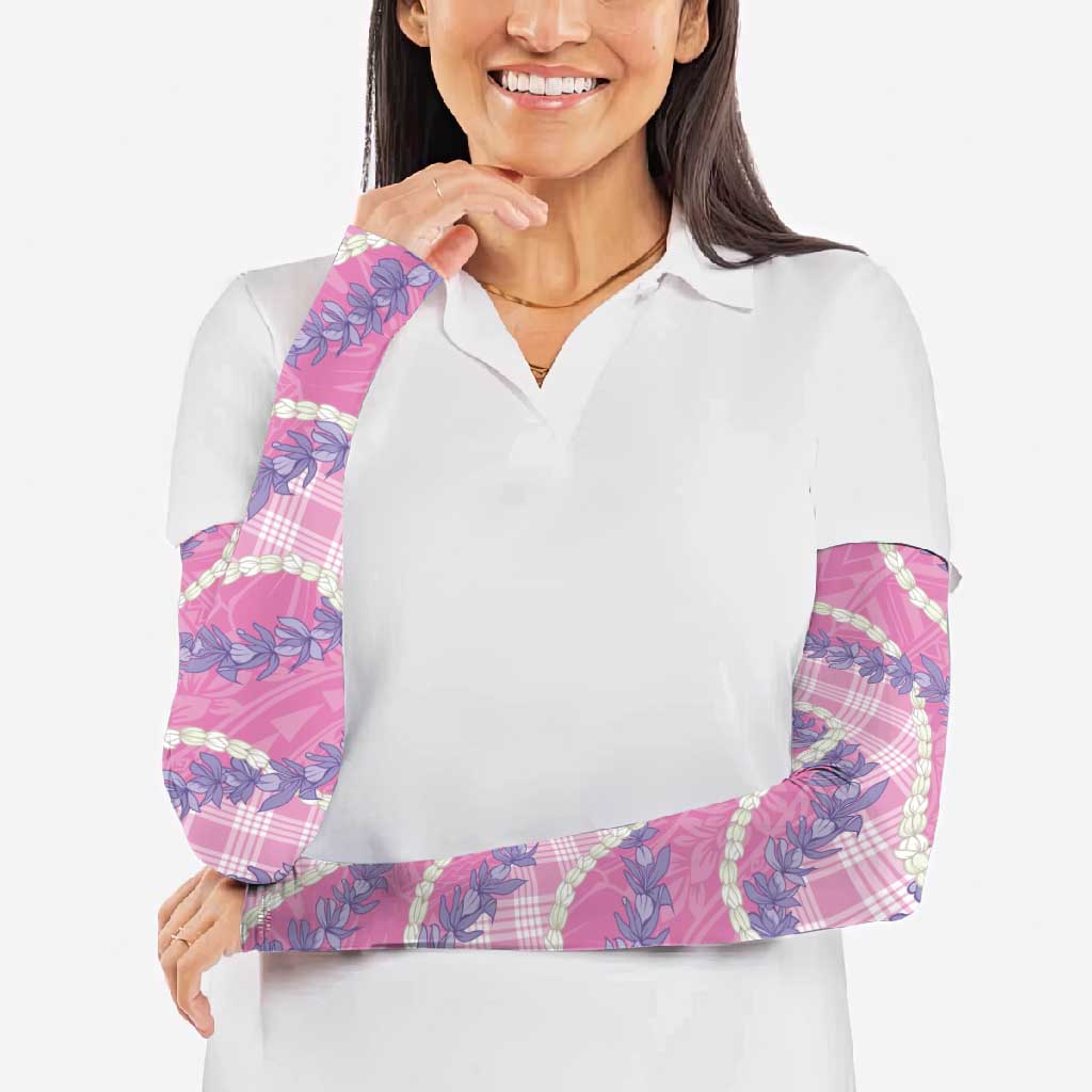 Pink Hawaii Palaka Honohono Pikake Arm Sleeves Hawaiian Orchid Lei Polynesian Pattern - Polynesian Pride