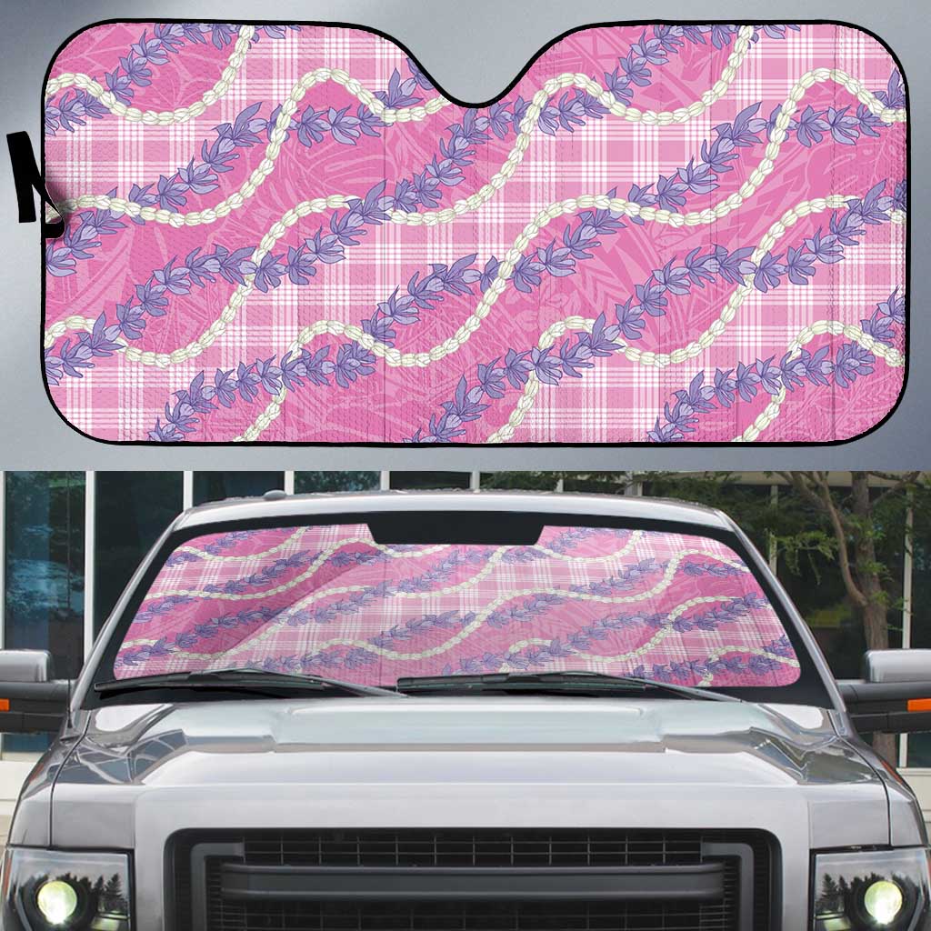 Pink Hawaii Palaka Honohono Pikake Auto Sun Shade Hawaiian Orchid Lei Polynesian Pattern LT14 Pink - Polynesian Pride