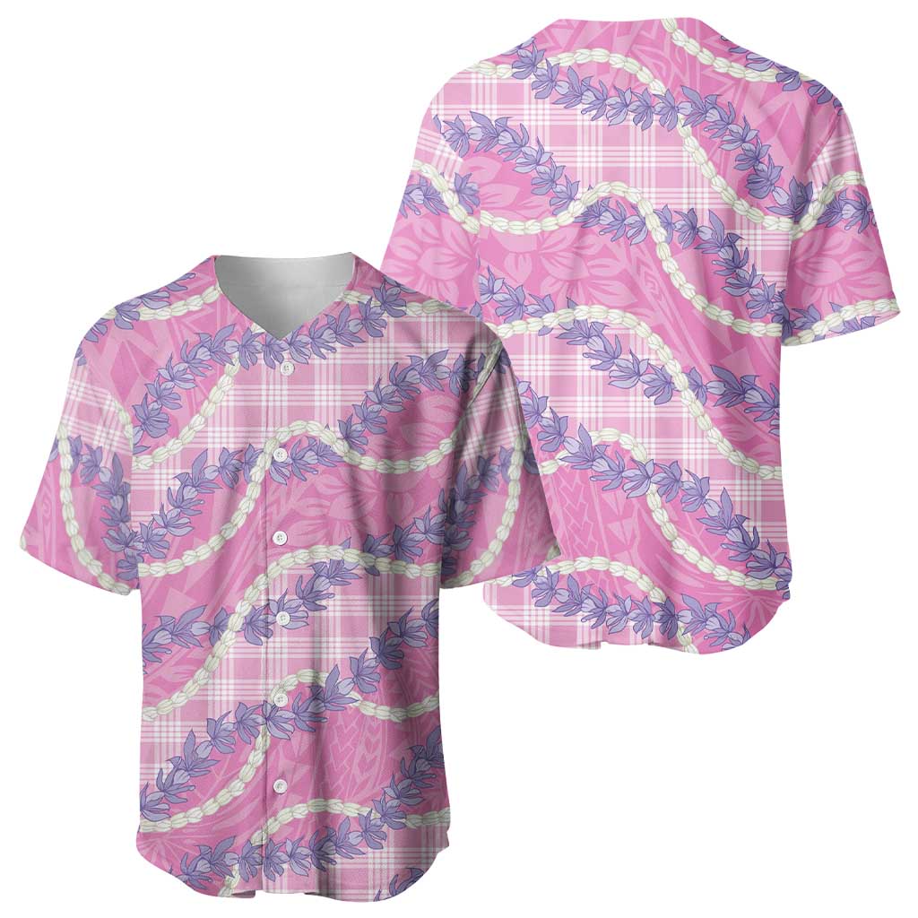 Pink Hawaii Palaka Honohono Pikake Baseball Jersey Hawaiian Orchid Lei Polynesian Pattern - Polynesian Pride