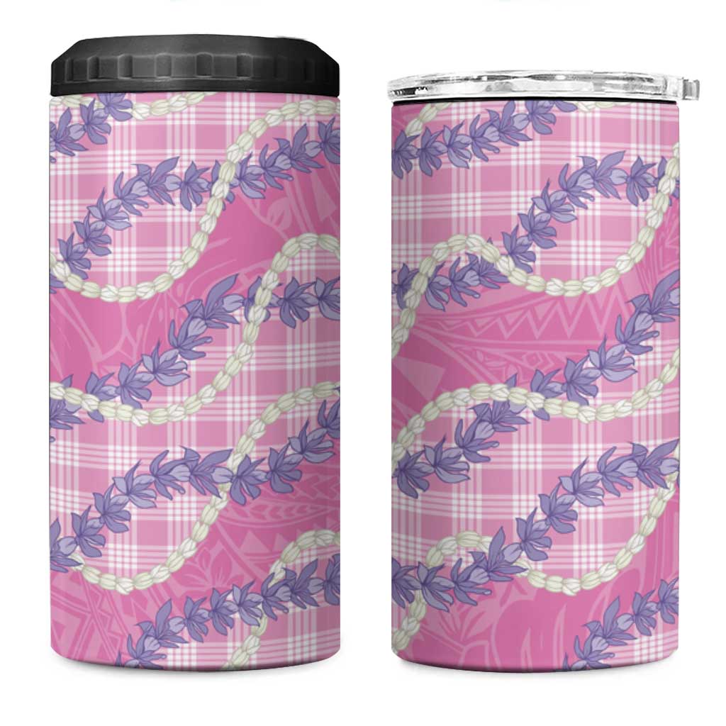 Pink Hawaii Palaka Honohono Pikake 4 in 1 Can Cooler Tumbler Hawaiian Orchid Lei Polynesian Pattern LT14 One Size: 16 oz Pink - Polynesian Pride
