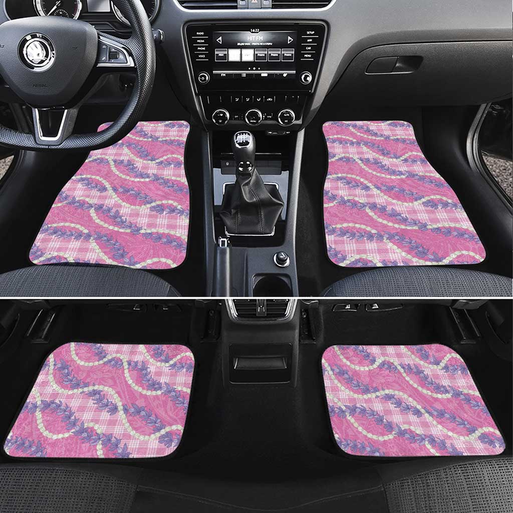 Pink Hawaii Palaka Honohono Pikake Car Mats Hawaiian Orchid Lei Polynesian Pattern LT14 Set 4pcs Pink - Polynesian Pride