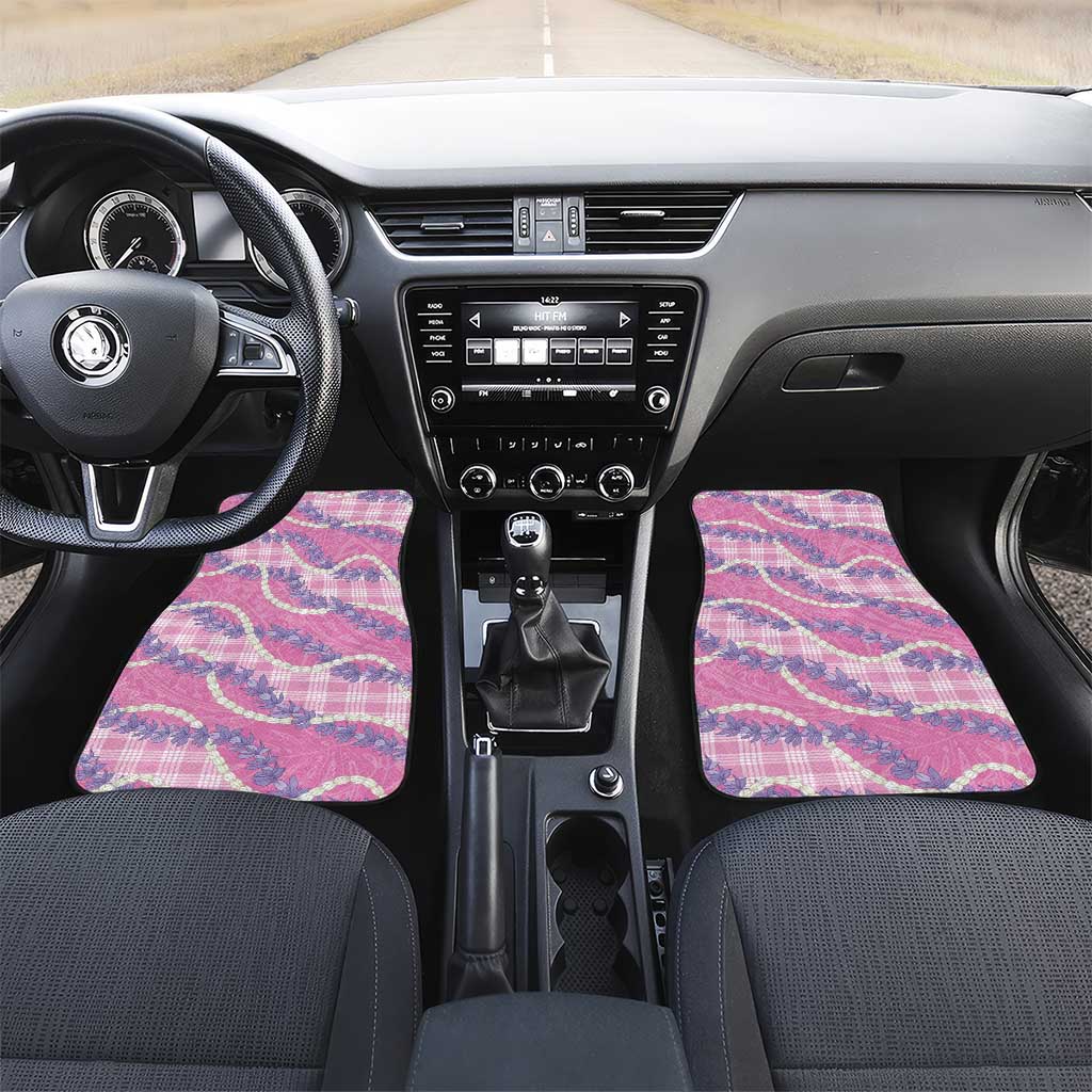 Pink Hawaii Palaka Honohono Pikake Car Mats Hawaiian Orchid Lei Polynesian Pattern LT14 Set 2pcs - Front Pink - Polynesian Pride