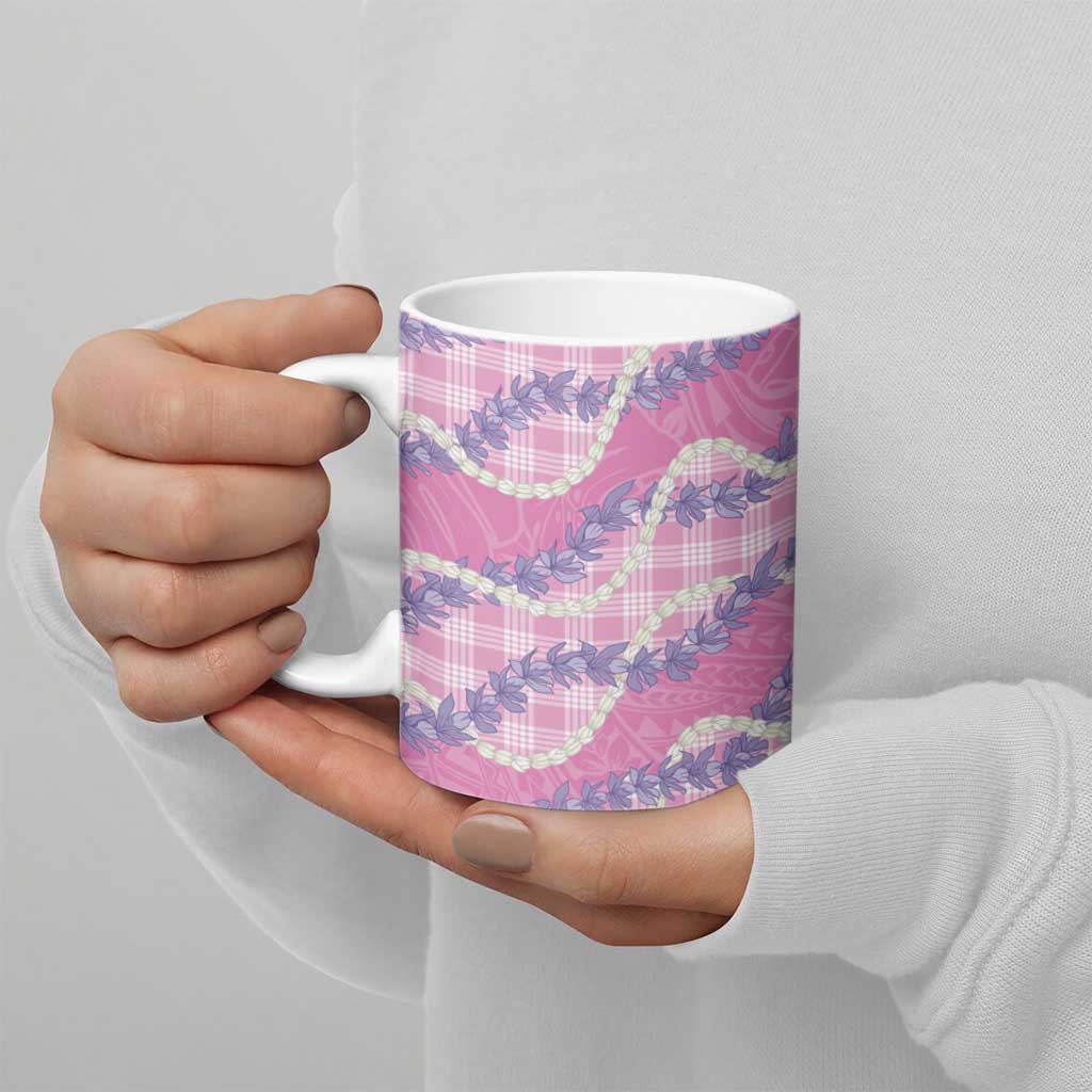 Pink Hawaii Palaka Honohono Pikake Ceramic Mug Hawaiian Orchid Lei Polynesian Pattern - Polynesian Pride