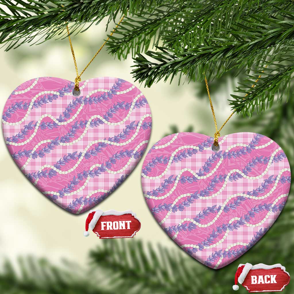 Pink Hawaii Palaka Honohono Pikake Ceramic Ornament Hawaiian Orchid Lei Polynesian Pattern - Polynesian Pride