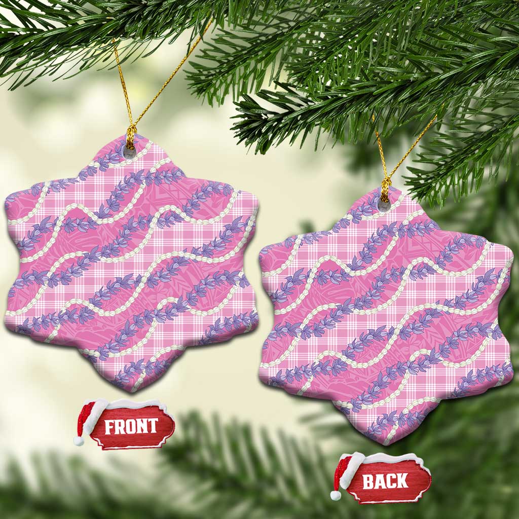 Pink Hawaii Palaka Honohono Pikake Ceramic Ornament Hawaiian Orchid Lei Polynesian Pattern - Polynesian Pride