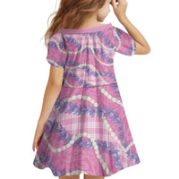 Pink Hawaii Palaka Honohono Pikake Family Matching Off The Shoulder Long Sleeve Dress and Hawaiian Shirt Hawaiian Orchid Lei Polynesian Pattern LT14 - Polynesian Pride