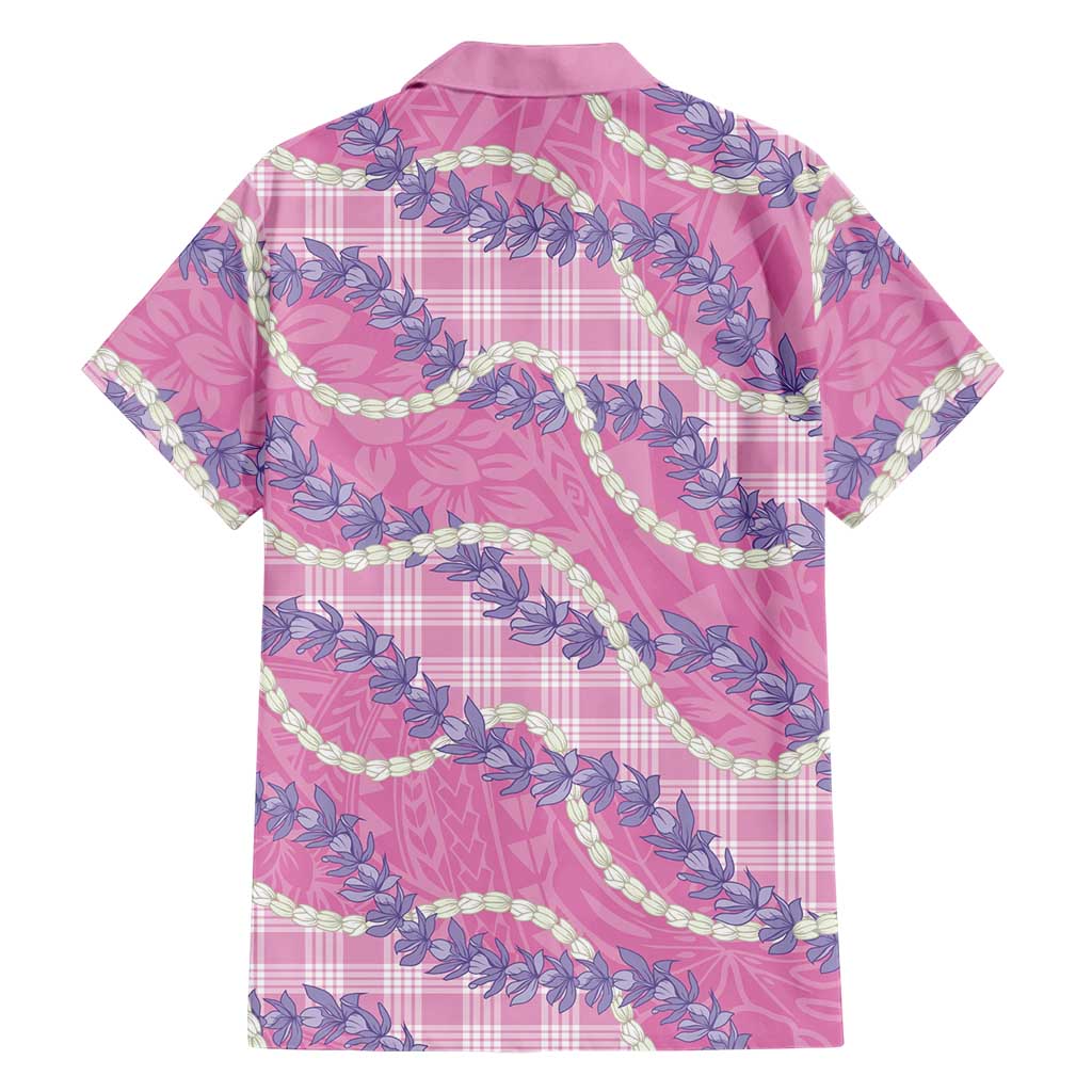 Pink Hawaii Palaka Honohono Pikake Family Matching Off The Shoulder Long Sleeve Dress and Hawaiian Shirt Hawaiian Orchid Lei Polynesian Pattern LT14 - Polynesian Pride