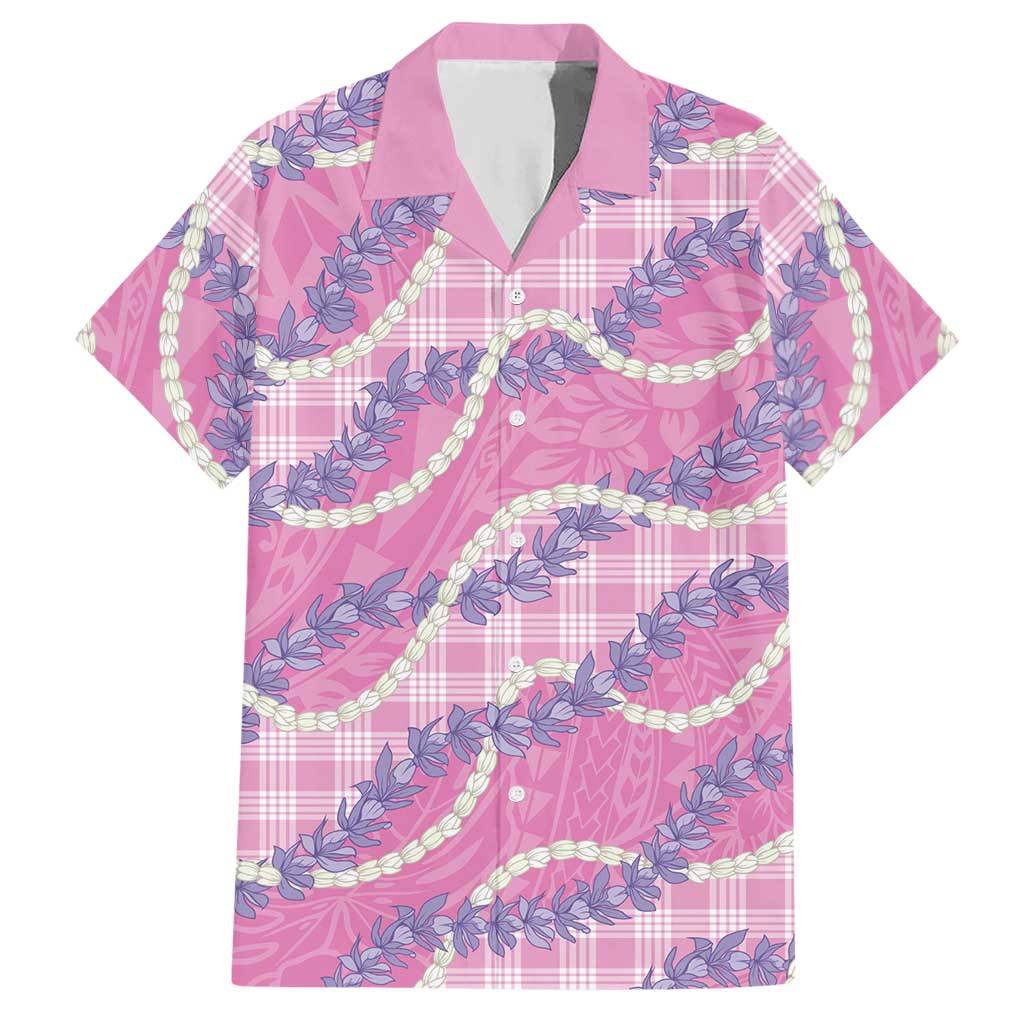 Pink Hawaii Palaka Honohono Pikake Hawaiian Shirt Hawaiian Orchid Lei Polynesian Pattern - Polynesian Pride