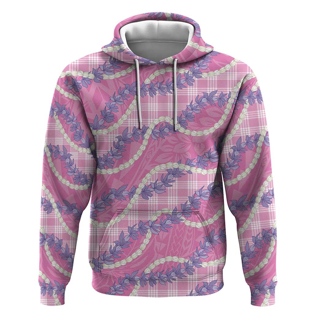 Pink Hawaii Palaka Honohono Pikake Hoodie Hawaiian Orchid Lei Polynesian Pattern - Polynesian Pride