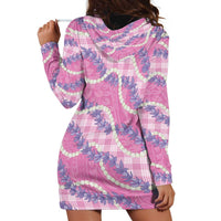 Pink Hawaii Palaka Honohono Pikake Hoodie Dress Hawaiian Orchid Lei Polynesian Pattern LT14 - Polynesian Pride