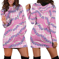 Pink Hawaii Palaka Honohono Pikake Hoodie Dress Hawaiian Orchid Lei Polynesian Pattern LT14 - Polynesian Pride