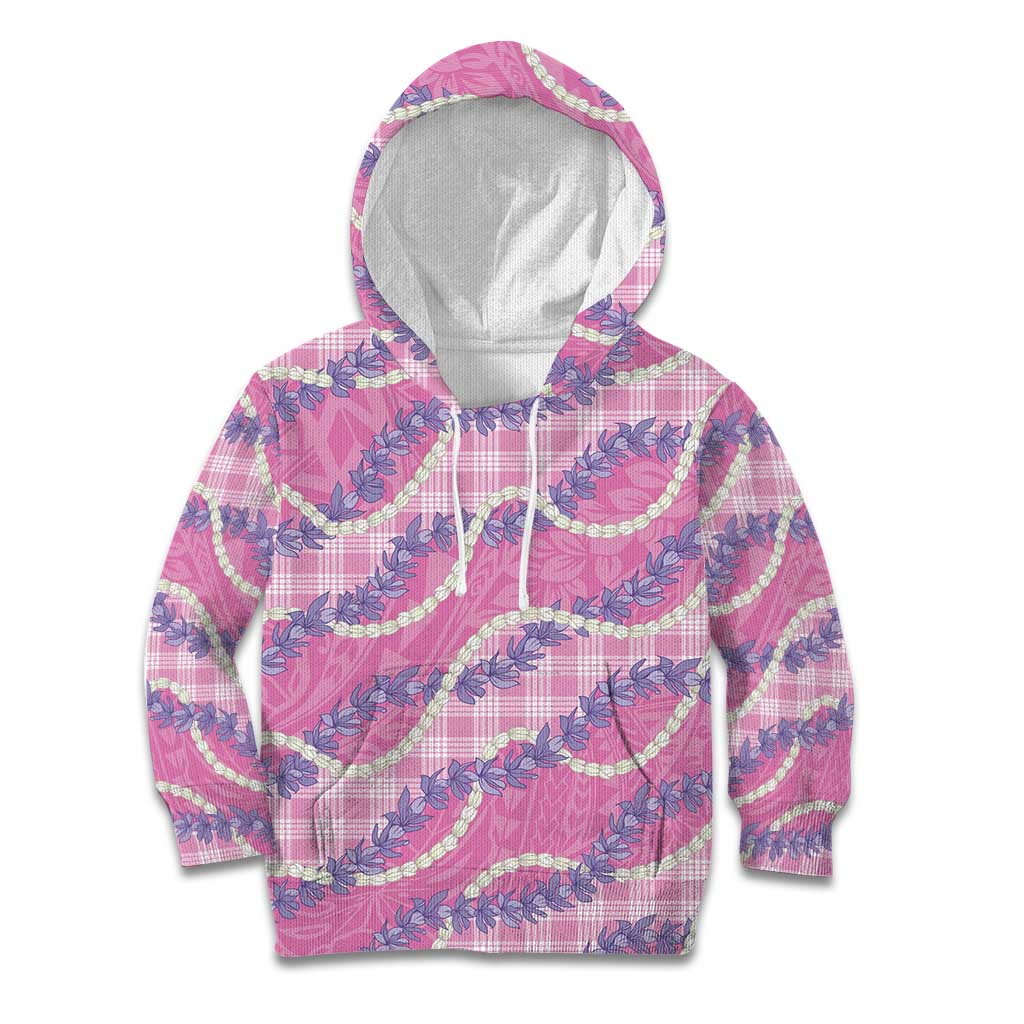Pink Hawaii Palaka Honohono Pikake Kid Hoodie Hawaiian Orchid Lei Polynesian Pattern - Polynesian Pride