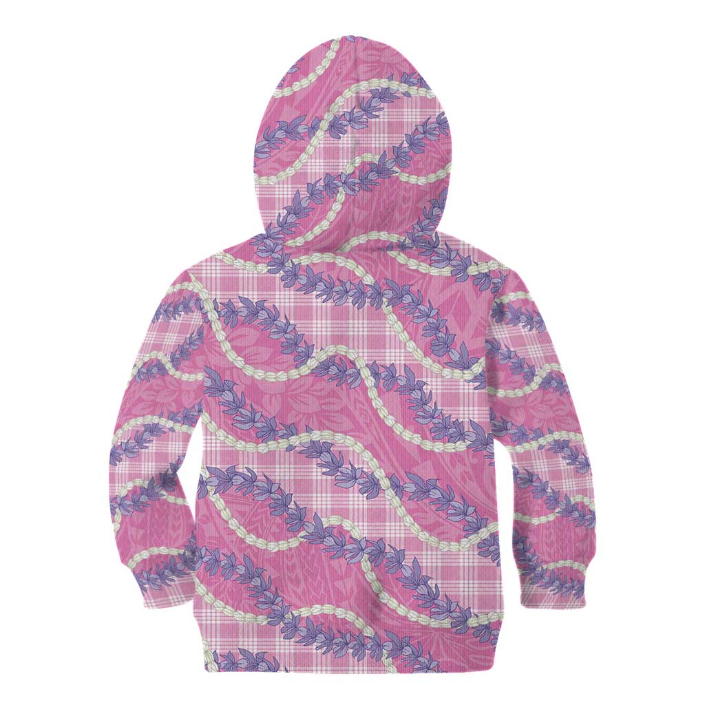 Pink Hawaii Palaka Honohono Pikake Kid Hoodie Hawaiian Orchid Lei Polynesian Pattern - Polynesian Pride