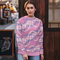 Pink Hawaii Palaka Honohono Pikake Ugly Christmas Sweater Hawaiian Orchid Lei Polynesian Pattern - Polynesian Pride