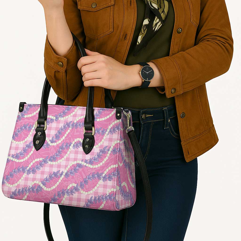 Pink Hawaii Palaka Honohono Pikake Leather Bag Hawaiian Orchid Lei Polynesian Pattern - Polynesian Pride