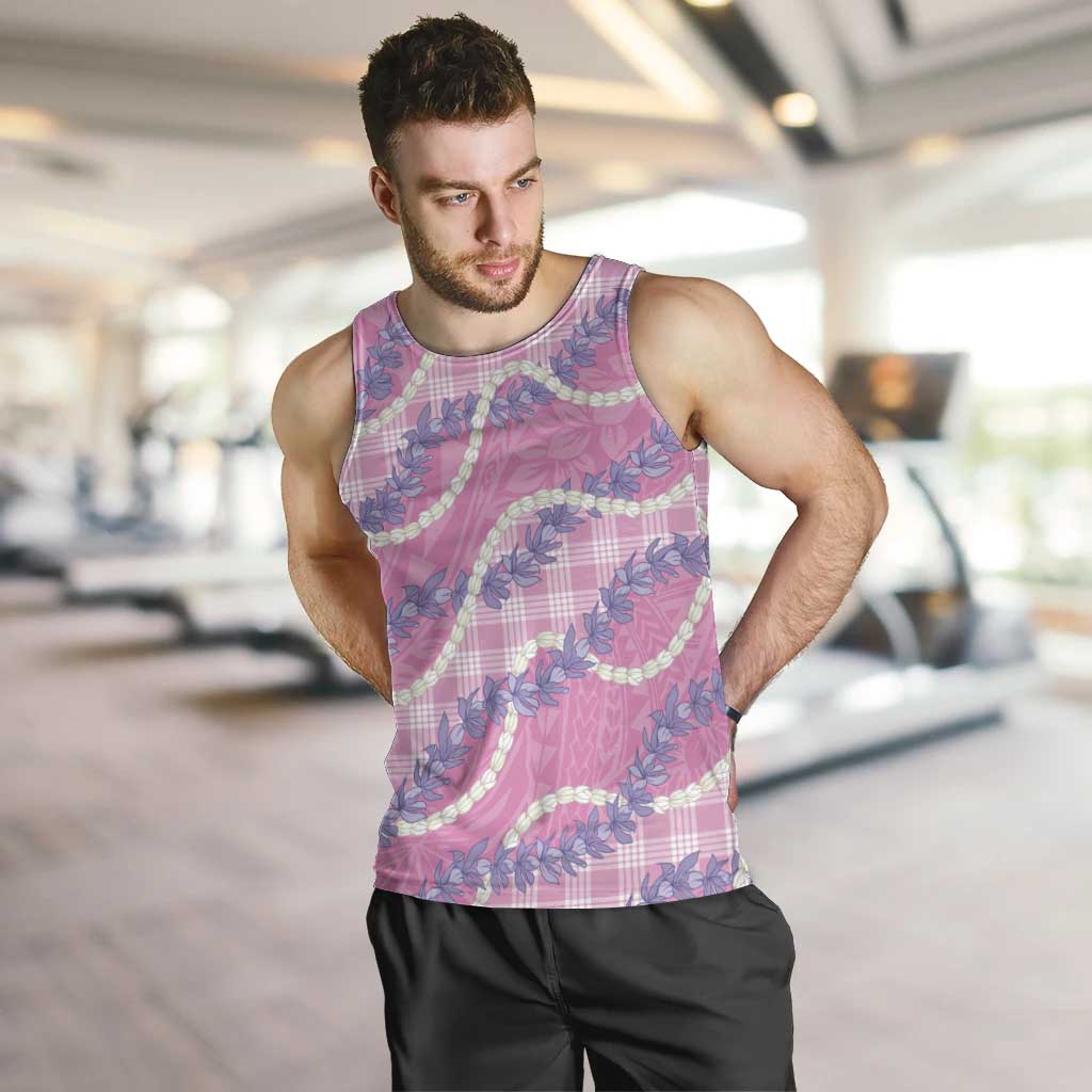 Pink Hawaii Palaka Honohono Pikake Men Tank Top Hawaiian Orchid Lei Polynesian Pattern - Polynesian Pride