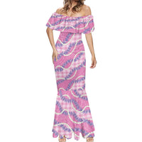 Pink Hawaii Palaka Honohono Pikake Mermaid Dress Hawaiian Orchid Lei Polynesian Pattern LT14 - Polynesian Pride