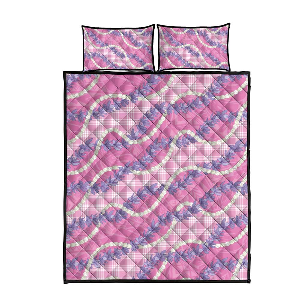 Pink Hawaii Palaka Honohono Pikake Quilt Bed Set Hawaiian Orchid Lei Polynesian Pattern LT14 - Polynesian Pride