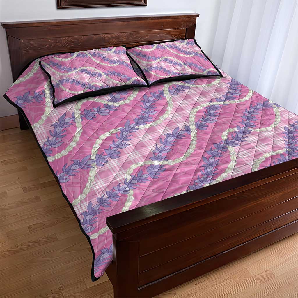 Pink Hawaii Palaka Honohono Pikake Quilt Bed Set Hawaiian Orchid Lei Polynesian Pattern LT14 - Polynesian Pride