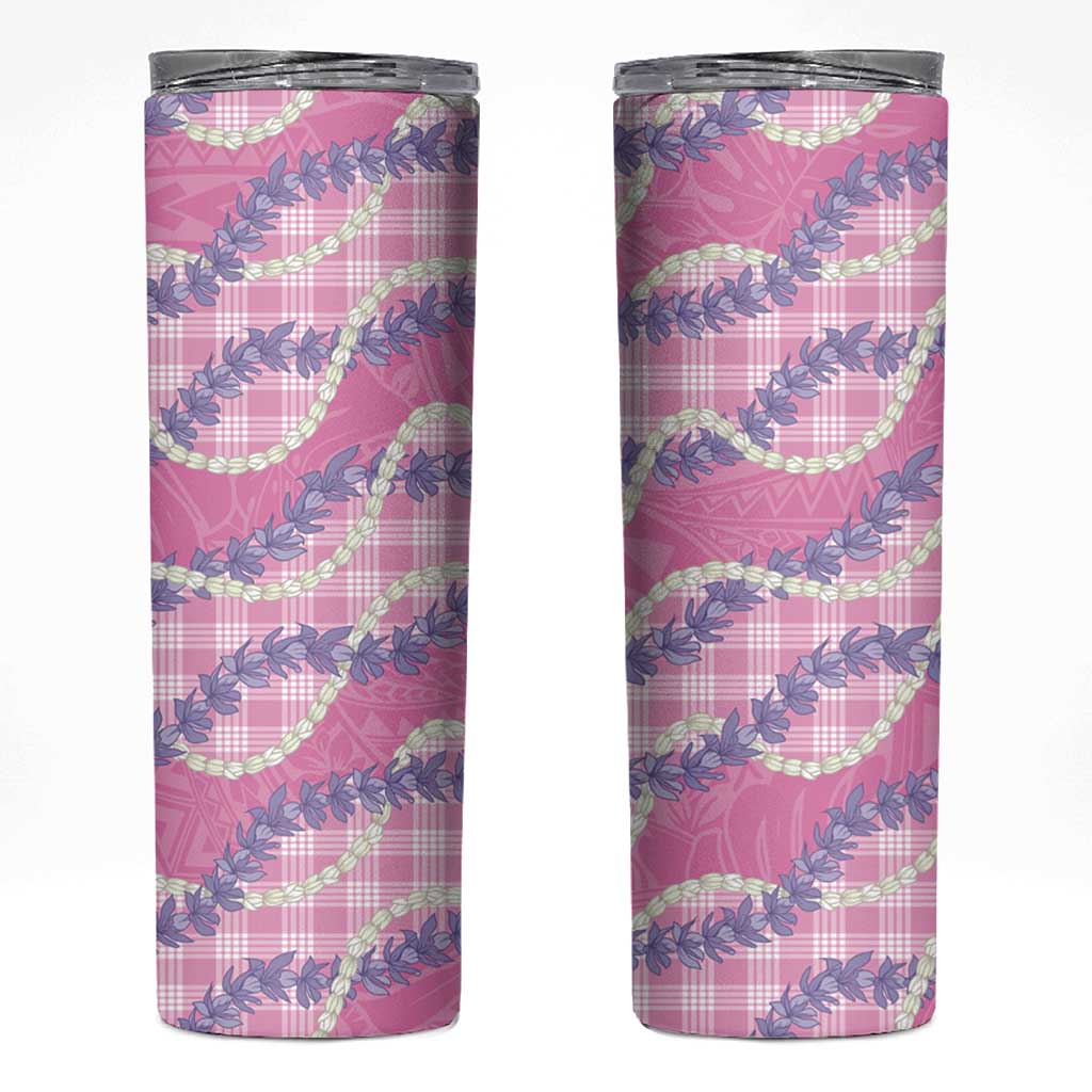 Pink Hawaii Palaka Honohono Pikake Skinny Tumbler Hawaiian Orchid Lei Polynesian Pattern LT14 Pink - Polynesian Pride