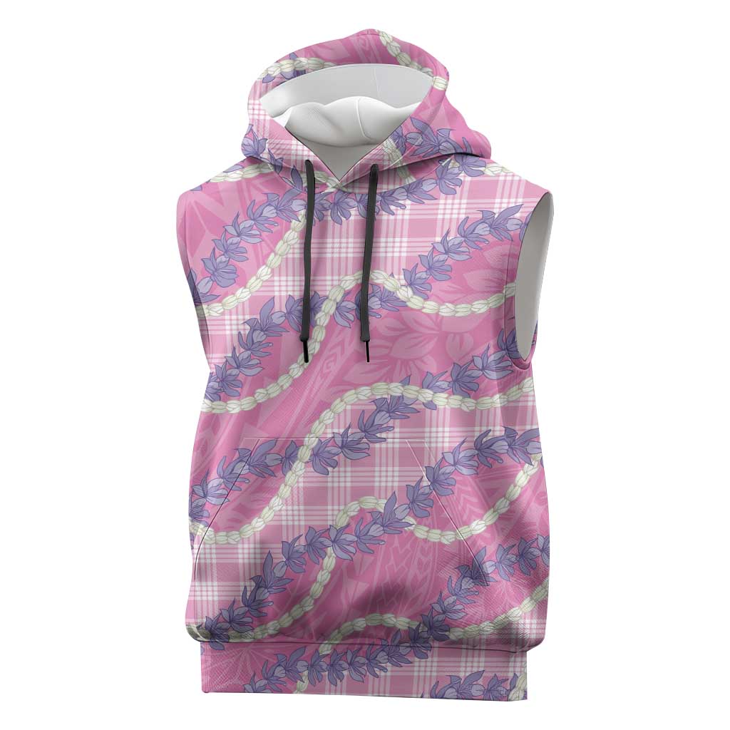 Pink Hawaii Palaka Honohono Pikake Sleeveless Hoodie Hawaiian Orchid Lei Polynesian Pattern LT14 Pink - Polynesian Pride