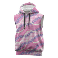 Pink Hawaii Palaka Honohono Pikake Sleeveless Hoodie Hawaiian Orchid Lei Polynesian Pattern LT14 Pink - Polynesian Pride